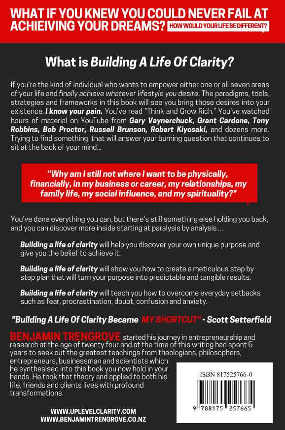 Building a Life of Clarity, back cover
